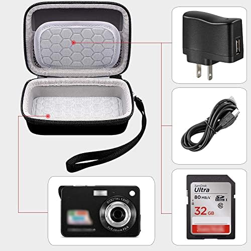 Carrying & Protective Case for Digital Camera, AbergBest 21 Mega Pixels 2.7" LCD Rechargeable HD/Kodak Pixpro/Canon PowerShot ELPH 180/190 / Sony DSCW800 / DSCW830 Cameras for Travel - Black - Image 3