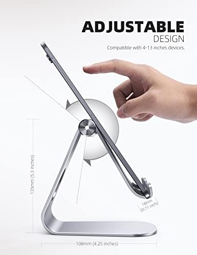 Tablet Stand Adjustable, Lamicall Tablet Stand : Desktop Stand Holder Dock Compatible with Tablet Such as iPad Pro 9.7, 10.5, 12.9 Air Mini 4 3 2, Nexus, Tab (4-13") - Silver - Image 5