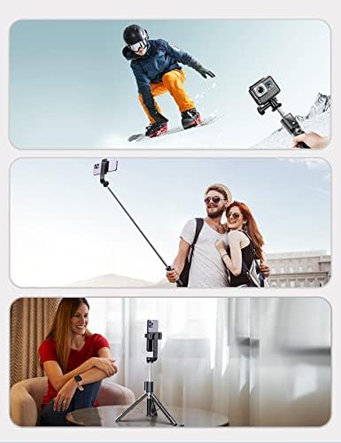 ANXRE 50" Selfie Stick Tripod with Remote, Portable 5 in 1 Selfie Stick Phone Tripod, Wireless Selfie Stick Tripod for Cell Phone Compatible with iPhone 15/14/13 Pro Max Gopro Android DJI (Black) - Image 9