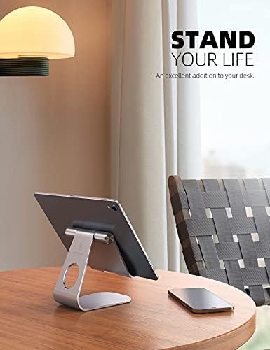 Tablet Stand Adjustable, Lamicall Tablet Stand : Desktop Stand Holder Dock Compatible with Tablet Such as iPad Pro 9.7, 10.5, 12.9 Air Mini 4 3 2, Nexus, Tab (4-13") - Silver - Image 2
