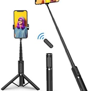 ATUMTEK Selfie Stick Tripod, Extendable 3 in 1 Aluminum Selfie Stick with Bluetooth Remote 270 Degree Rotation for iPhone 14/13/12/11 Pro/XS Max/XS/XR/X, Samsung, Google, Sony, LG Smartphones Black