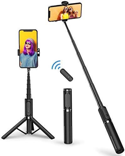 ATUMTEK Selfie Stick Tripod, Extendable 3 in 1 Aluminum Selfie Stick with Bluetooth Remote 270 Degree Rotation for iPhone 14/13/12/11 Pro/XS Max/XS/XR/X, Samsung, Google, Sony, LG Smartphones Black