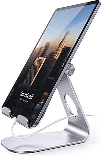 Tablet Stand Adjustable, Lamicall Tablet Stand : Desktop Stand Holder Dock Compatible with Tablet Such as iPad Pro 9.7, 10.5, 12.9 Air Mini 4 3 2, Nexus, Tab (4-13") - Silver