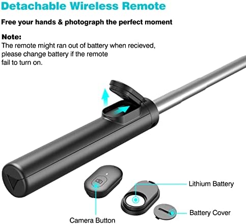 Extendable Selfie Stick Tripod with Wireless Remote and Phone Holder, Portable Phone Tripod Stand for Group Selfie/Live Streaming/Video Recording Compatible with iPhone, Android Phones - Image 2