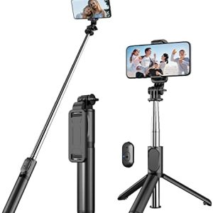 Selfie Stick Tripod with Detachable Wireless Remote, 4 in 1 Extendable Portable Selfie Stick & Phone Tripod Stand Compatible with Gopro, iPhone/Samsung/Huawei, etc.