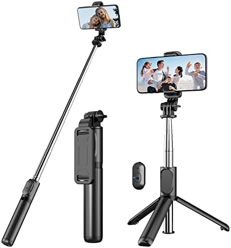 Selfie Stick Tripod with Detachable Wireless Remote, 4 in 1 Extendable Portable Selfie Stick & Phone Tripod Stand Compatible with Gopro, iPhone/Samsung/Huawei, etc.