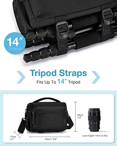 BAGSMART Small Camera Case with Tripod Holder, Compact Camera Shoulder Bags for DSLR/SLR/Mirrorless Cameras, Waterproof Crossbody Bag Women Men, Black - Image 3