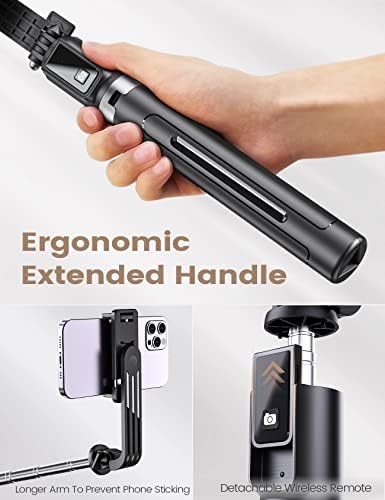ANXRE 50" Selfie Stick Tripod with Remote, Portable 5 in 1 Selfie Stick Phone Tripod, Wireless Selfie Stick Tripod for Cell Phone Compatible with iPhone 15/14/13 Pro Max Gopro Android DJI (Black) - Image 7