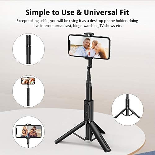 ATUMTEK Selfie Stick Tripod, Extendable 3 in 1 Aluminum Selfie Stick with Bluetooth Remote 270 Degree Rotation for iPhone 14/13/12/11 Pro/XS Max/XS/XR/X, Samsung, Google, Sony, LG Smartphones Black - Image 6