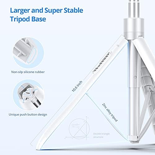 ATUMTEK 60" Selfie Stick Tripod, All in One Extendable Phone Tripod Stand with Bluetooth Remote 360° Rotation for iPhone and Android Phone Selfies, Video Recording, Vlogging, Live Streaming, White - Image 5