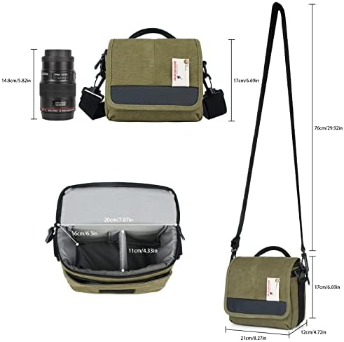 Camera Bag Small Mirrorless Camera Shoulder Bag Purse Waterproof Canvas Cute Compact Camera Messenger Bag Case for Women and Men by Besnfoto - Image 4