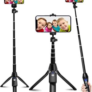 Selfie Stick, 40 inch Extendable Selfie Stick Tripod,Phone Tripod with Wireless Remote Shutter,Group Selfies/Live Streaming/Video Recording Compatible with All Cellphones Black