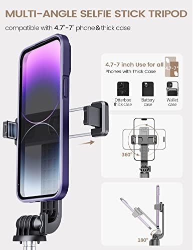 ANXRE 50" Selfie Stick Tripod with Remote, Portable 5 in 1 Selfie Stick Phone Tripod, Wireless Selfie Stick Tripod for Cell Phone Compatible with iPhone 15/14/13 Pro Max Gopro Android DJI (Black) - Image 5