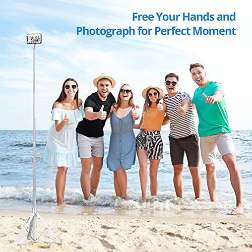 ATUMTEK 60" Selfie Stick Tripod, All in One Extendable Phone Tripod Stand with Bluetooth Remote 360° Rotation for iPhone and Android Phone Selfies, Video Recording, Vlogging, Live Streaming, White - Image 8