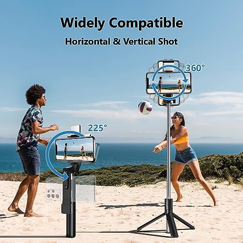Selfie Stick, 40 in Retractable Phone Tripod with Wireless Remote Control & Light, Portable Selfie Stick Tripod for Photograph, Live Streaming, Video Recording, Compatible with All Cellphones - Image 3