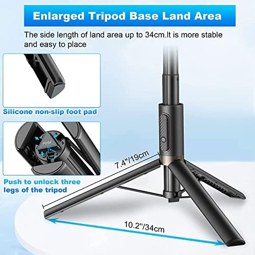 TONEOF 60" Cell Phone Selfie Stick Tripod,Smartphone Tripod Stand All-in-1 with Integrated Wireless Remote,Portable,Lightweight,Extendable Phone Tripod for 4''-7'' iPhone and Android(Black) - Image 4