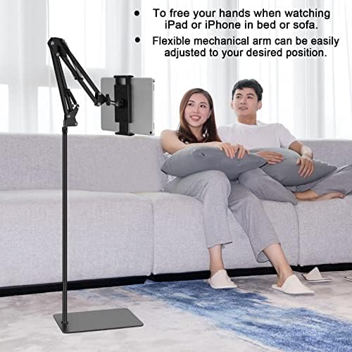 SAMHOUSING Tablet Floor Stand, Adjustable Universal 360-degree Rotatable Metal Tablet Holder, Phone Stand for iPad/iPhoneX/iPad Pro or Other 4.7~12.9 Inch-Screen Devices (Black) - Image 2