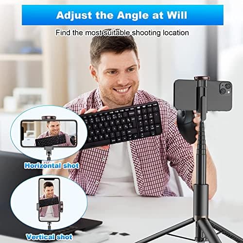 TONEOF 60" Cell Phone Selfie Stick Tripod,Smartphone Tripod Stand All-in-1 with Integrated Wireless Remote,Portable,Lightweight,Extendable Phone Tripod for 4''-7'' iPhone and Android(Black) - Image 7