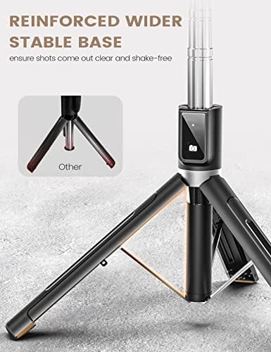ANXRE 50" Selfie Stick Tripod with Remote, Portable 5 in 1 Selfie Stick Phone Tripod, Wireless Selfie Stick Tripod for Cell Phone Compatible with iPhone 15/14/13 Pro Max Gopro Android DJI (Black) - Image 2