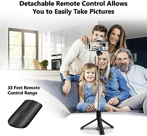 Selfie Stick, 40 in Retractable Phone Tripod with Wireless Remote Control & Light, Portable Selfie Stick Tripod for Photograph, Live Streaming, Video Recording, Compatible with All Cellphones - Image 4