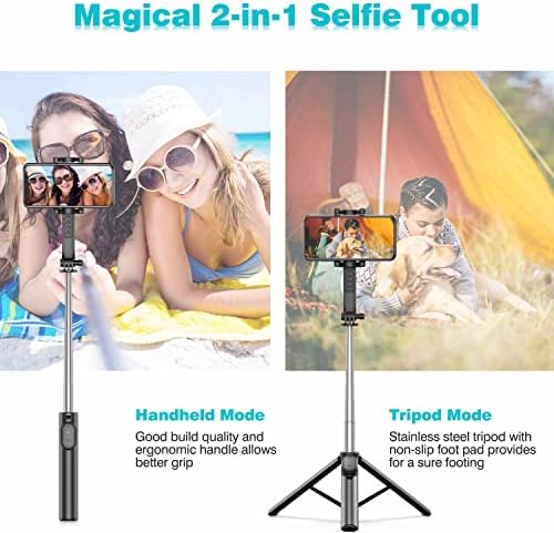 Extendable Selfie Stick Tripod with Wireless Remote and Phone Holder, Portable Phone Tripod Stand for Group Selfie/Live Streaming/Video Recording Compatible with iPhone, Android Phones - Image 6