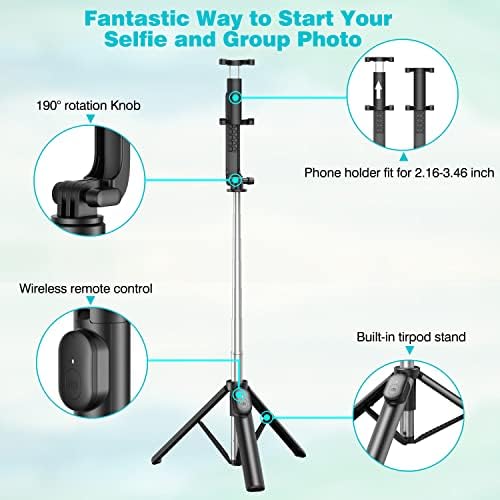 Extendable Selfie Stick Tripod with Wireless Remote and Phone Holder, Portable Phone Tripod Stand for Group Selfie/Live Streaming/Video Recording Compatible with iPhone, Android Phones - Image 7
